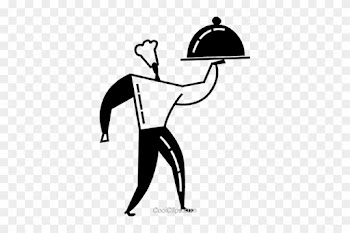 Waiter Serving Food Royalty Free Vector Clip Art Illustration - Food