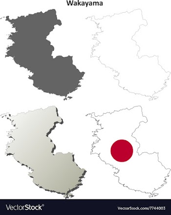 Wakayama blank outline map set vector image
