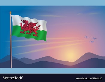 wales flag in the morning sun