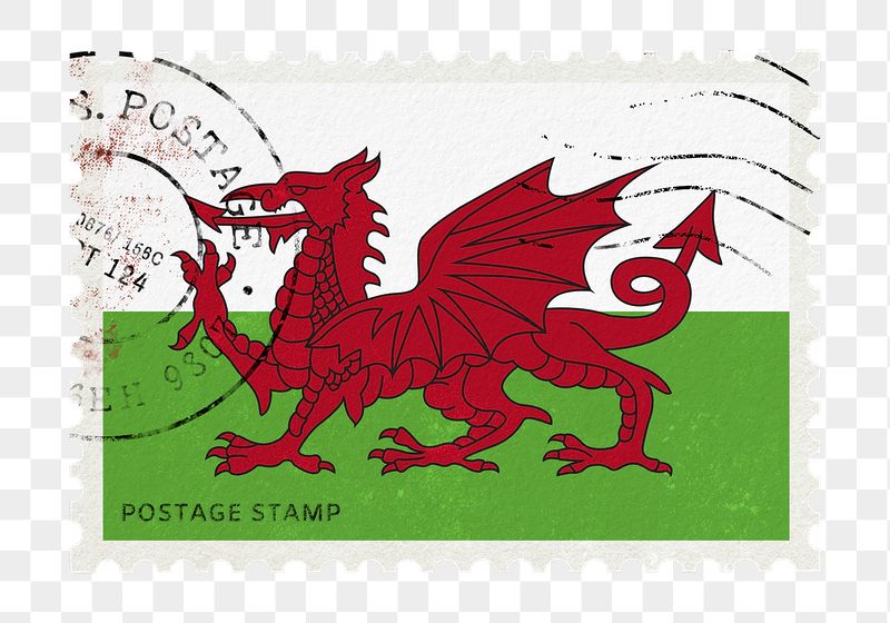 Wales flag png post stamp | Free PNG - rawpixel