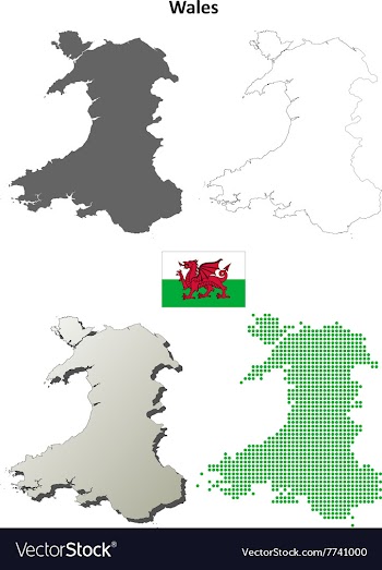 Wales outline map set vector image