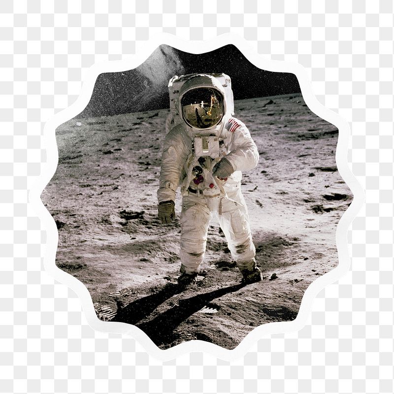 Walking astronaut png starburst badge | Free PNG - rawpixel