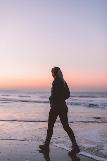 Walking Beside Cool Beach Waves