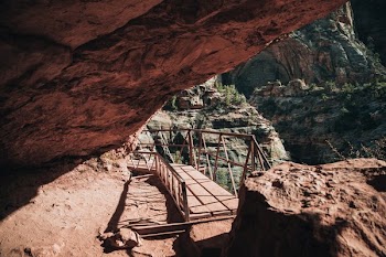 Walking Bridge Through Canyon Caves
