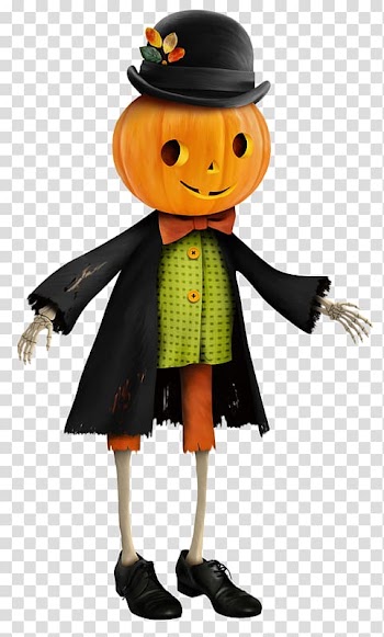 Walking devil pumpkin head transparent background PNG clipart