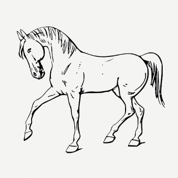 Walking horse line art, animal | Free PSD - rawpixel