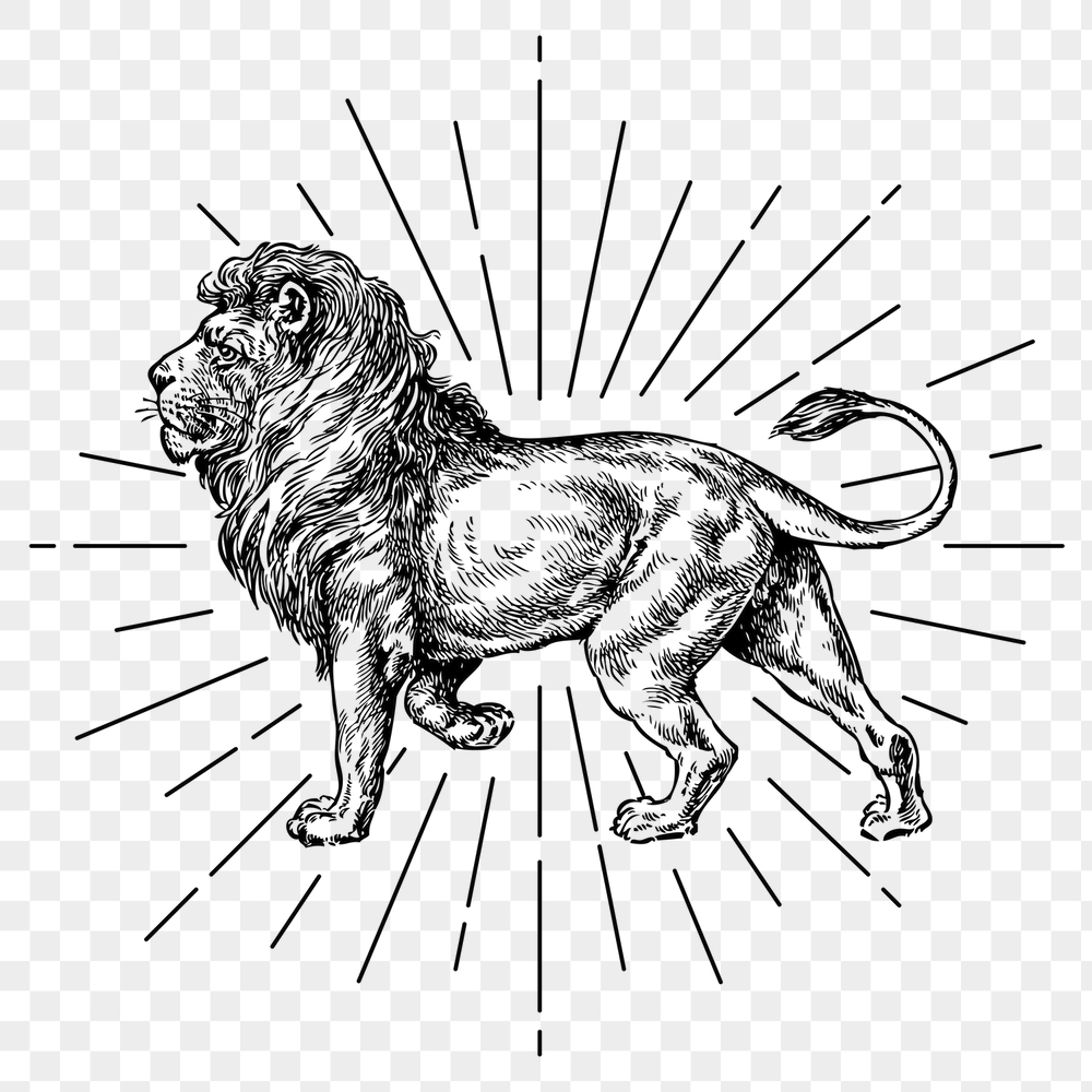 Walking lion png sticker, vintage | Free PNG Illustration - rawpixel