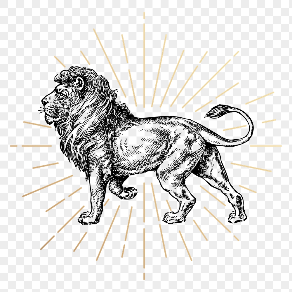 Walking lion png sticker, vintage | Free PNG Illustration - rawpixel