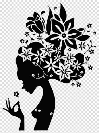 Wall decal Sticker Polyvinyl chloride, Flower girl black silhouette in profile transparent background PNG clipart