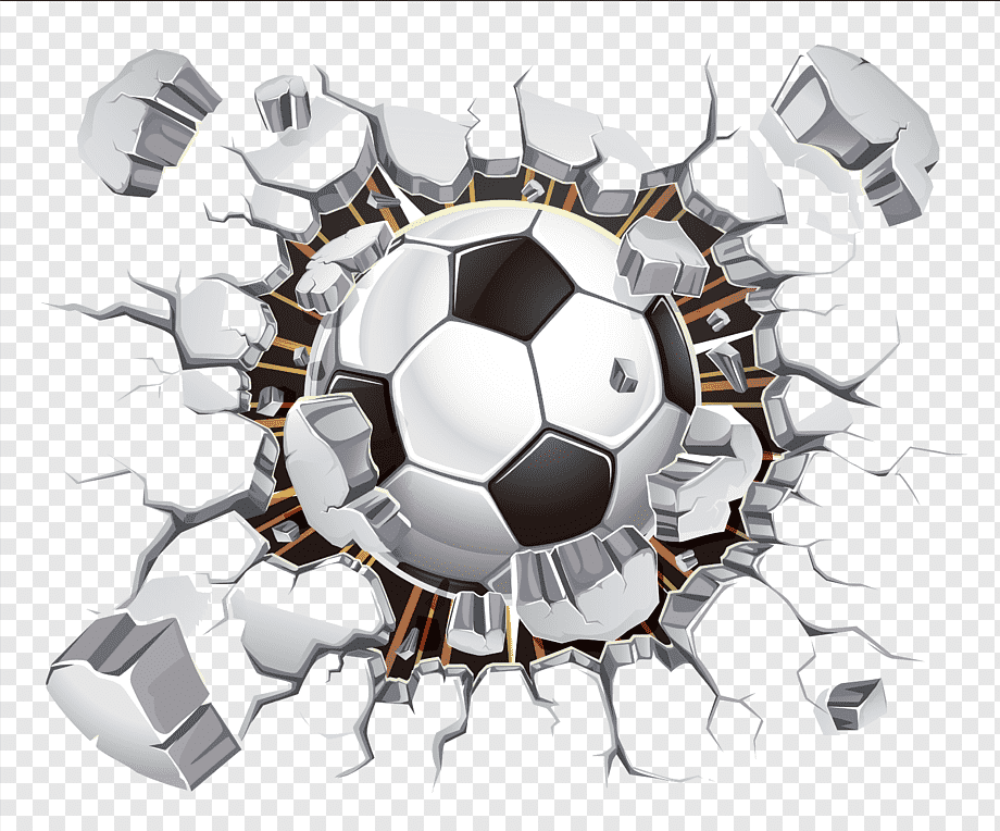 Wall decal Sticker Vinyl group Football, football, soccer ball breaking wall, sport, room, computer Wallpaper png