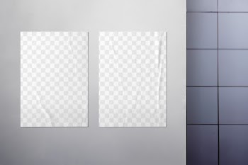 Wall poster png mockup, crumpled | Free PNG Mockup - rawpixel
