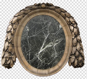 Wall Thing, oval gray wooden framed mirror transparent background PNG clipart