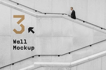 Wall with Stairs Mockup 3x wall mockup 