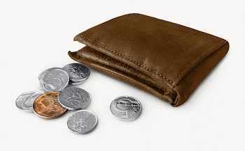 Wallet & coins collage element | Free PSD - rawpixel