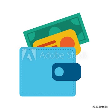 wallet money with bill and credit card
