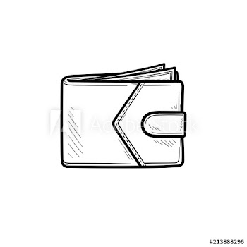 Wallet with money hand drawn outline doodle icon