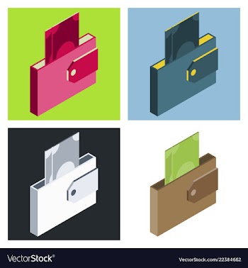 Wallets with money shopping purse with cash vector image