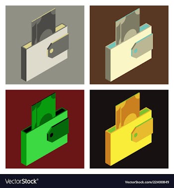 Wallets with money shopping purse with cash vector image