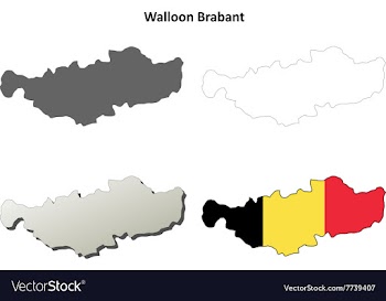 Walloon Brabant outline map set - Belgian version vector image