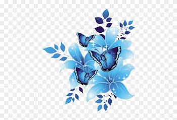 Wallpaper Kupu Kupu - Blue Flower Border Design