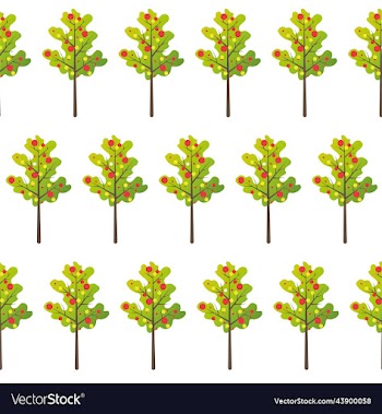 wallpaper with green apple trees on a light
