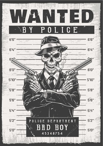 Wanted modern poster with skeletons. Vector illustration
