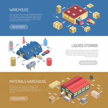 Warehouse horizontal banners Free Vector