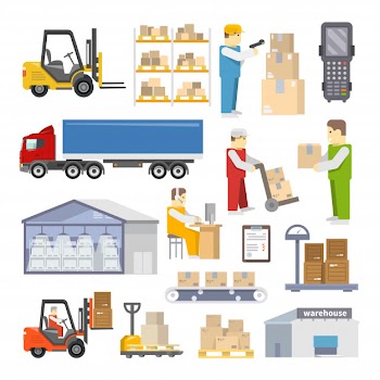 Warehouse icons flat