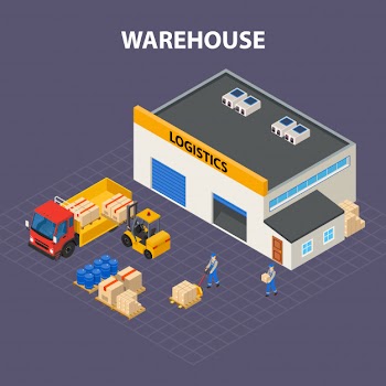 Warehouse outside isometric design concept Free Vector