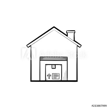 Warehouse with package hand drawn outline doodle icon