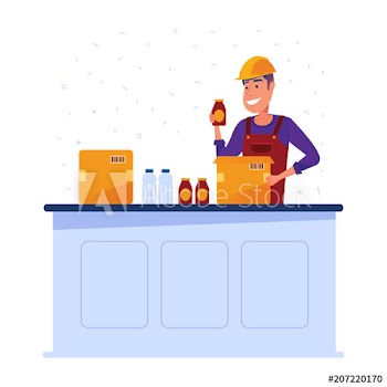 Warehouse worker packing goods in boxes