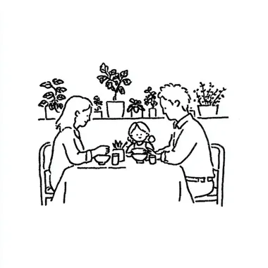 Warm Family Dinner in Minimalist Line Art Warm Family Dinner in Minimalist Line Art
