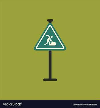 Warning falling on the stairs road sign vector image