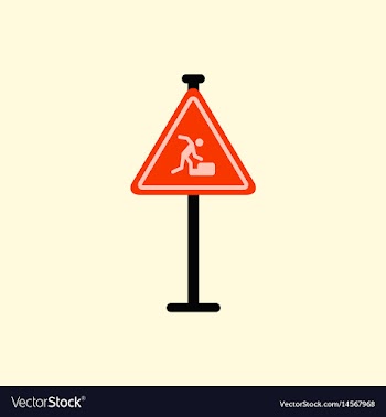 Warning falling on the stairs road sign vector image