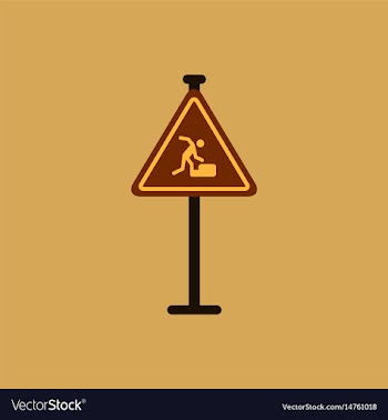 Warning falling on the stairs road sign vector image