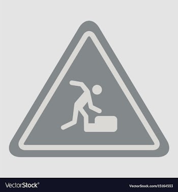 Warning falling on the stairs road sign vector image