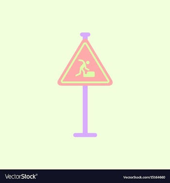 Warning falling on the stairs road sign vector image