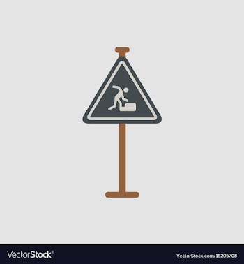 Warning falling on the stairs road sign vector image