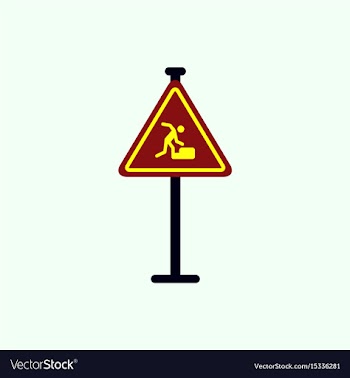 Warning falling on the stairs road sign vector image