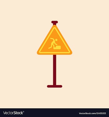 Warning falling on the stairs road sign vector image