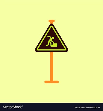 Warning falling on the stairs road sign vector image