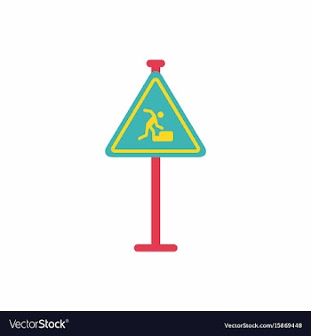 Warning falling on the stairs road sign vector image
