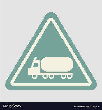 Warning road sign gasoline tank truck vector image