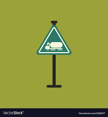 Warning road sign gasoline tank truck vector image