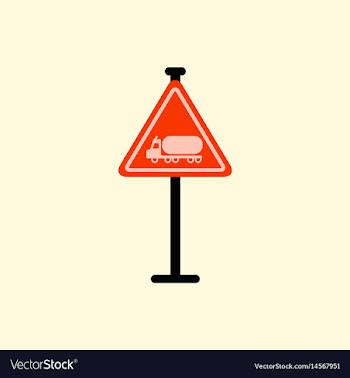 Warning road sign gasoline tank truck vector image
