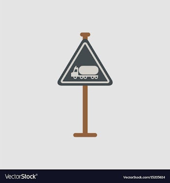 Warning road sign gasoline tank truck vector image