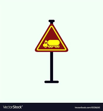 Warning road sign gasoline tank truck vector image
