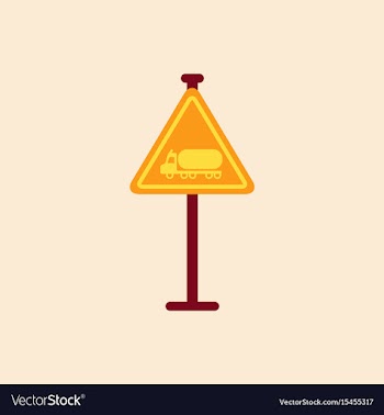 Warning road sign gasoline tank truck vector image
