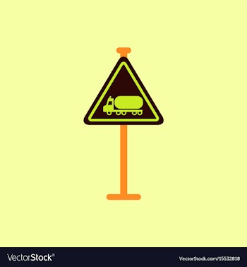 Warning road sign gasoline tank truck vector image