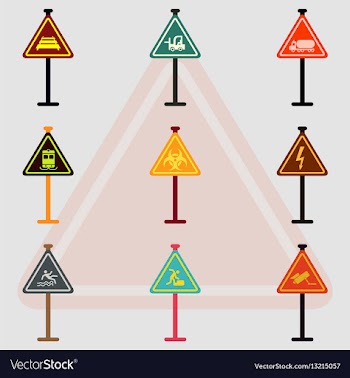 Warning road signs collection set of traffic vector image